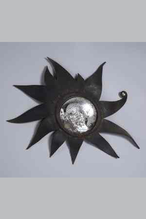 Line VAUTRIN - Miroir modèle Folie ou Le soleil à rendez-vous avec la lune en talosel noir, Vers 1958